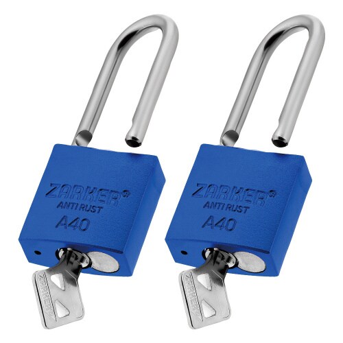 キー式 防錆南京錠 ツル径6.3mm 青