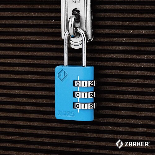 3桁ダイヤル式 南京錠 ツル径3mm ブルー