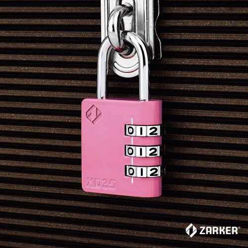 3桁ダイヤル式 南京錠 ツル径4.7mm ピンク