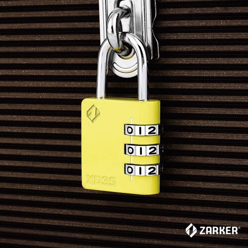 3桁ダイヤル式 南京錠 ツル径4.7mm イエロー