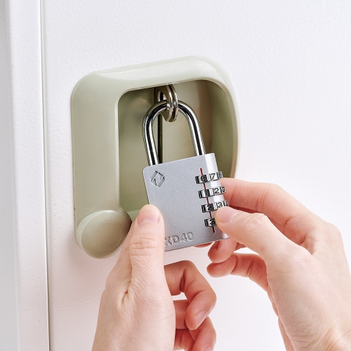 4桁ダイヤル式 南京錠 ツル径6mm グレー