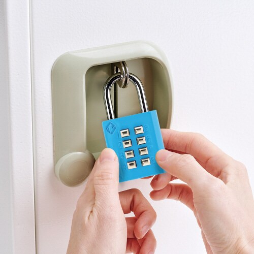 8桁ボタン式 南京錠 ツル径5mm ブルー