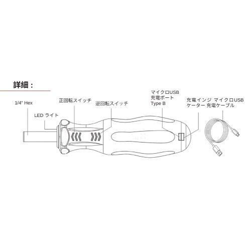 1/4HEX 電動ドライバー(赤&黒) 3.6V