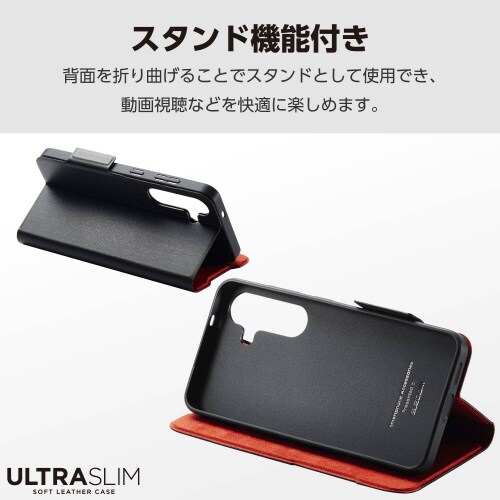 Galaxy S25 ケース レザー 手帳 黒