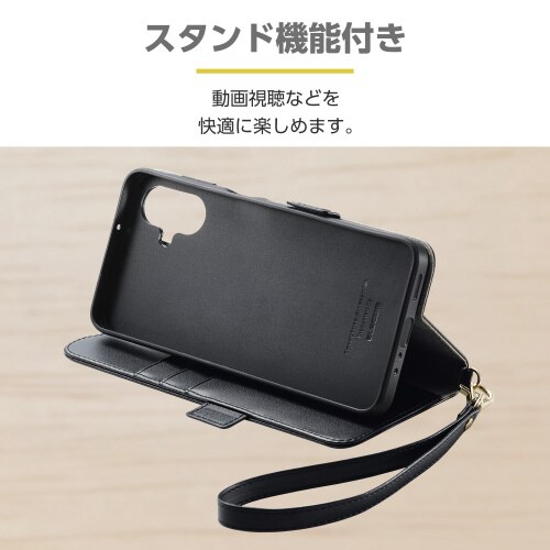 GalaxyA255G ケース 手帳 落下防止 黒