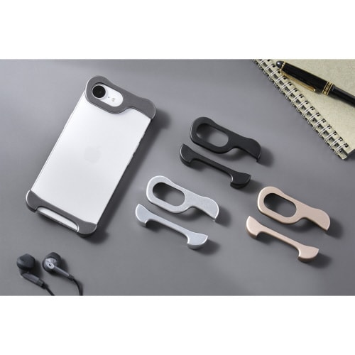 iPhone16e バンパー メタリックブラック