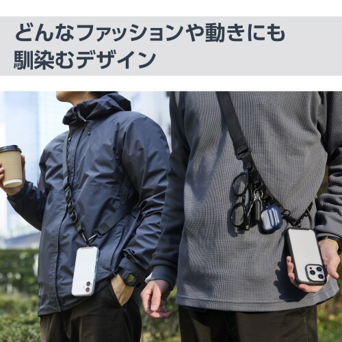 スマホショルダー ループ付 カラビナ ブラック