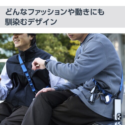 スマホショルダー ループ付 カラビナ ネイビー