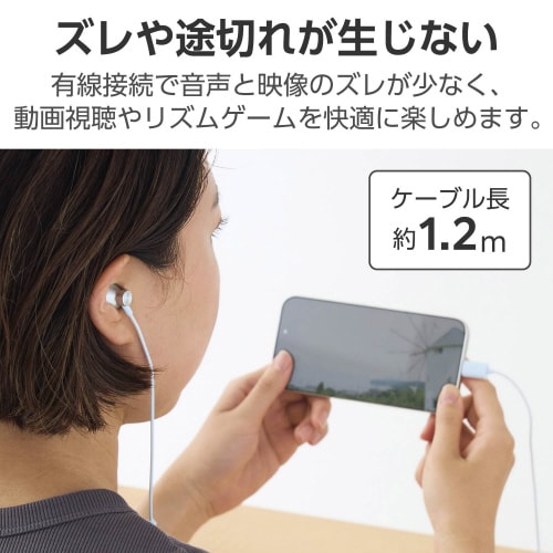 タイプCイヤホン 有線 セミオープン型 ブルー