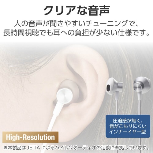 タイプCイヤホン 有線 セミオープン型 シルバー