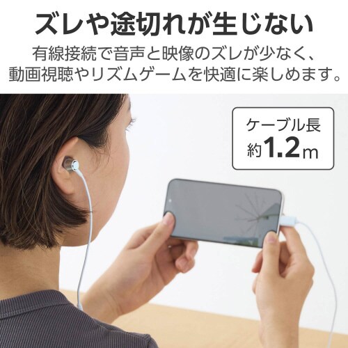 タイプCイヤホン 有線 カナル型 ブルー