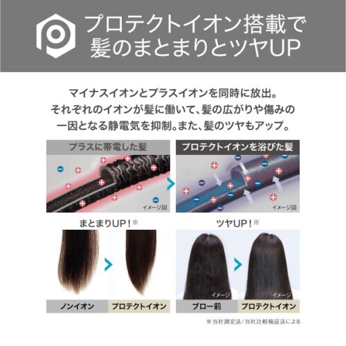 ヘアドライヤー 大風量 プロテクトイオン グレー