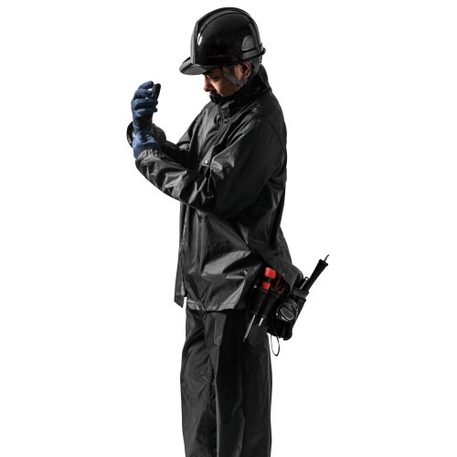 いぶし銀レインスーツ2 ブラック LL