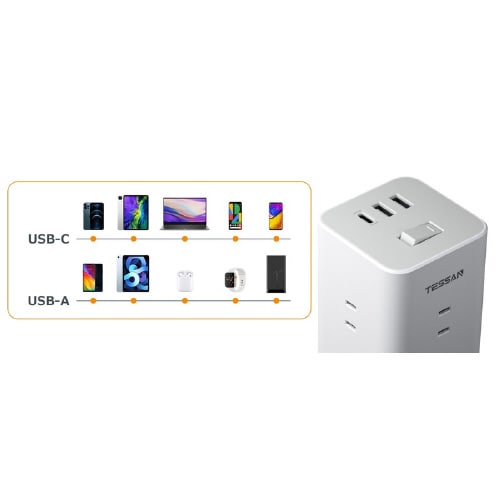 USB−C付8口ACタワータップ(2m)