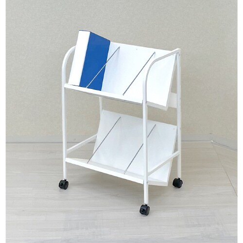 傾斜ファイルワゴン2段ホワイト