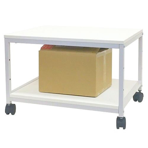 シンプルデスクワゴン2段ホワイト