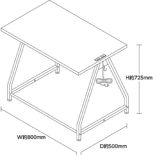 フレックスデスクW800ナチュラルxブラック