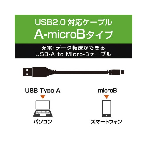 A−microBケーブル/0.15m/ブラック