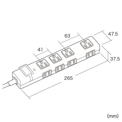 OAタップ 8個口(3P×4+2P×4個口) 2m