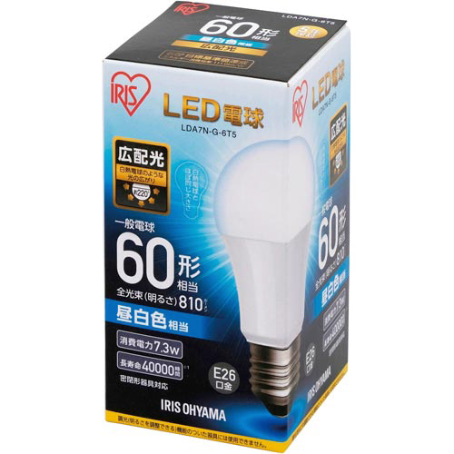 アイリスオーヤマ ＬＥＤ電球Ｅ２６ 広配光 ６０Ｗ形｜カウネット