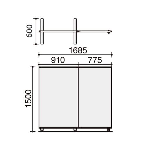 ビエナスクリーンホワイトボード2連H1500