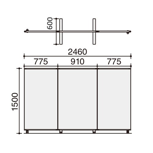 ビエナスクリーンホワイトボード3連H1500