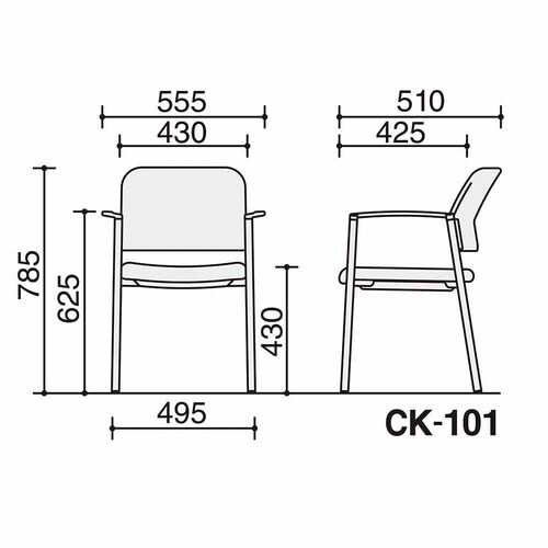 会議イス 100 肘付固定脚 マリン脚シルバー