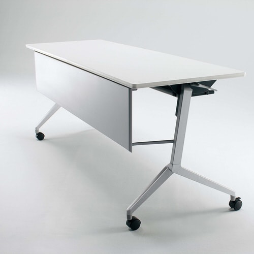 会議テーブル リーフライン幕板なし棚付白1845