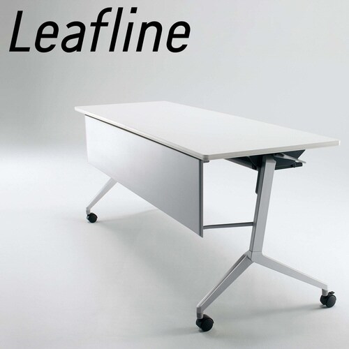 会議テーブル リーフライン幕板なし棚付白1845