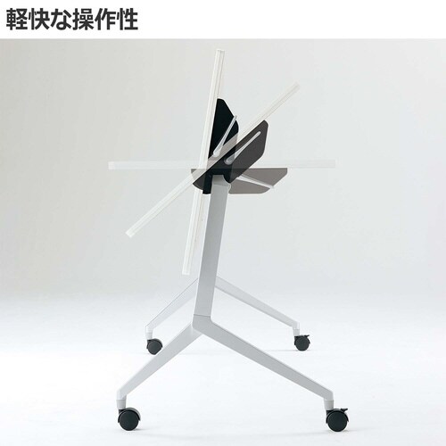 会議テーブル リーフライン幕板なし棚付白1545