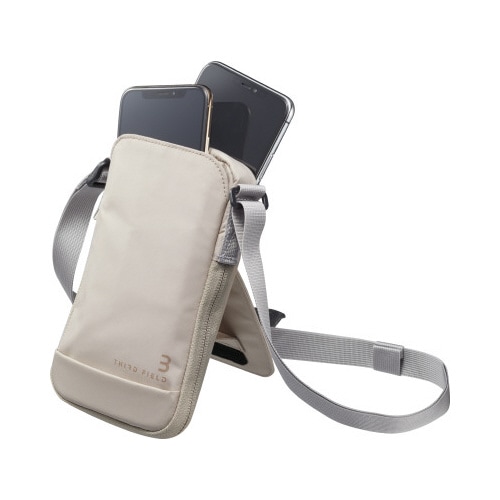 スタンドフォンポーチ<THIRD FIELD>白茶