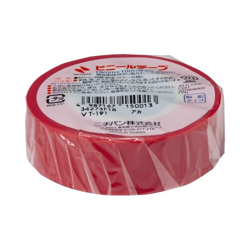 ビニールテープ 19mm×10m 赤