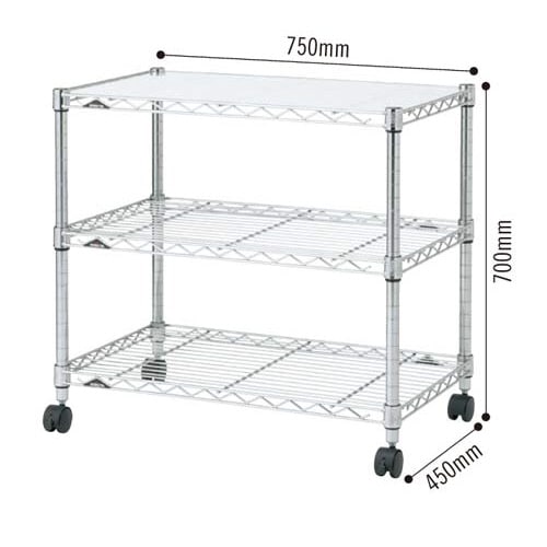 エレクターホームワゴン750×450×700クロム