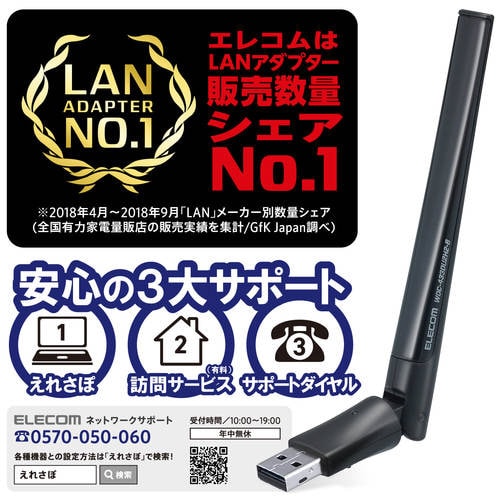アンテナ付き無線LANアダプター 11ac