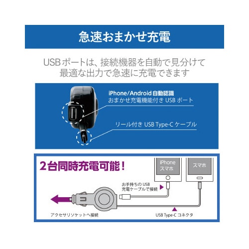 シガーチャージャー/リール60cm/ブラック