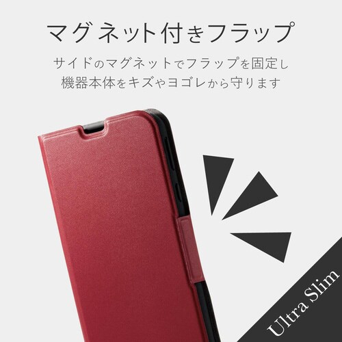 カバー 薄型/磁石/カード収納 レッド