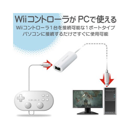 Wii ゲームパッドコンバータ 1ポート 白