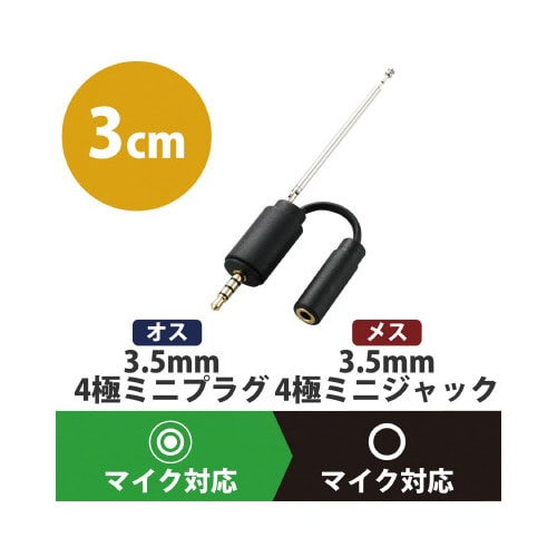 スマホ用 テレビアンテナ アダプタ ブラック