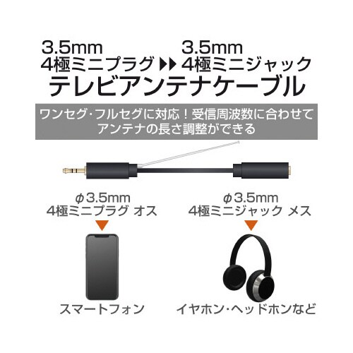 スマホ用 テレビアンテナ アダプタ ブラック