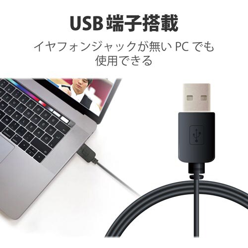 USBヘッドセット 両耳 大型 HS−103UBK