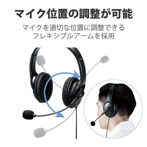 USBヘッドセット 両耳 大型 HS−103UBK