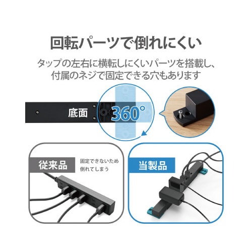 7個口ダブル回転タップ雷サージシャッター付1m