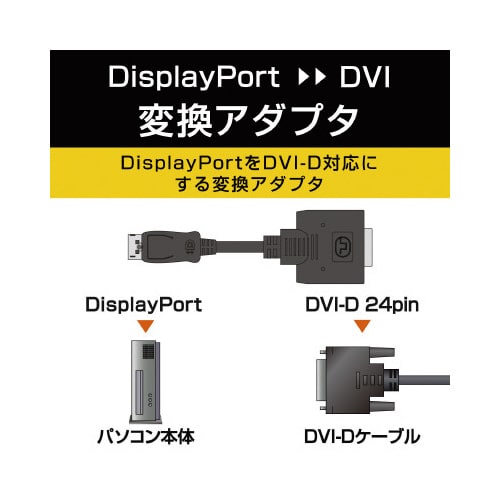 DisplayPort−DVI変換アダプタ 黒