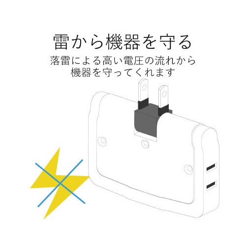 コーナータップ 雷ガード 3個口 ホワイト