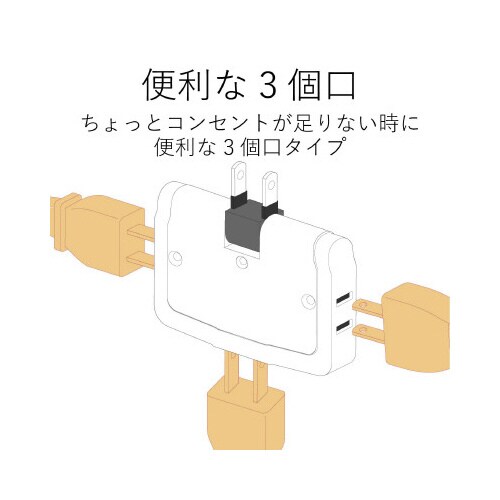 コーナータップ 雷ガード 3個口 ホワイト