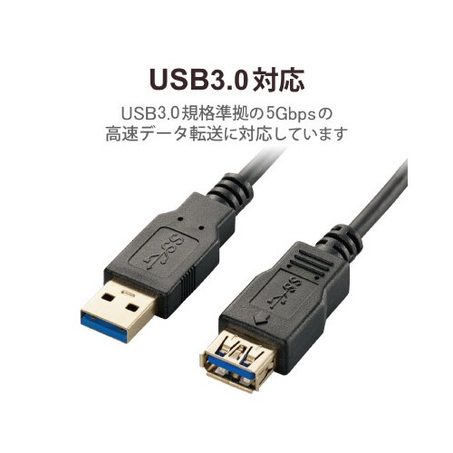 USB3.0ケーブル A−A延長 スリム 1m 黒