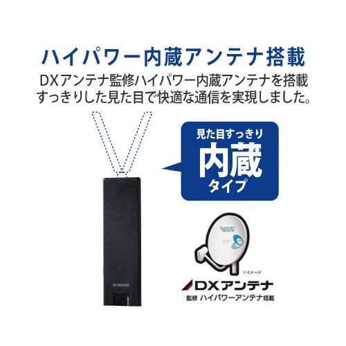 小型無線LAN中継器 867+300Mbps 黒