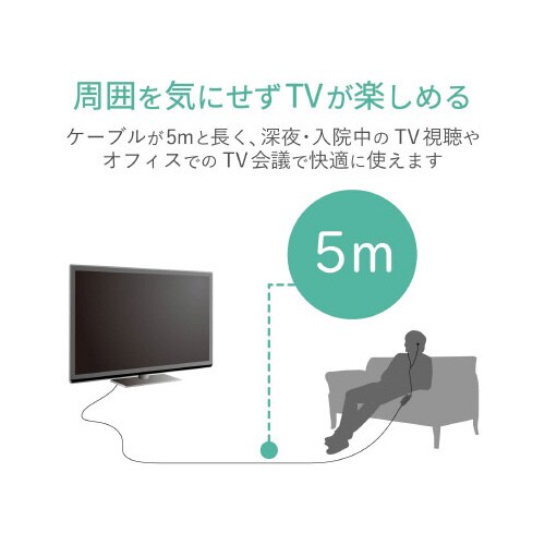 テレビ用ステレオヘッドホン/耳栓タイプ/5m