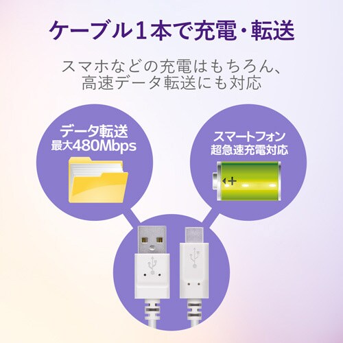 Type−Cケーブル/やわらか/1.0m/ホワイト
