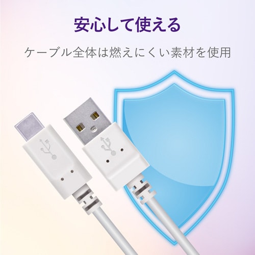 Type−Cケーブル/やわらか/1.0m/ホワイト